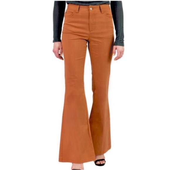 Alice + Olivia Denim - Alice+Olivia Designer Burnt Orange High Waisted Bell Bottom Flare Denim Jeans